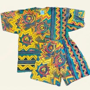 NEW 90’s VINTAGE GEOMETRIC T-SHIRT / SHORT SET